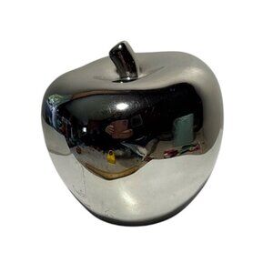 Apple Decor Silver Chrome Over Ceramic Teacher 3" Decorative Light Paperweight